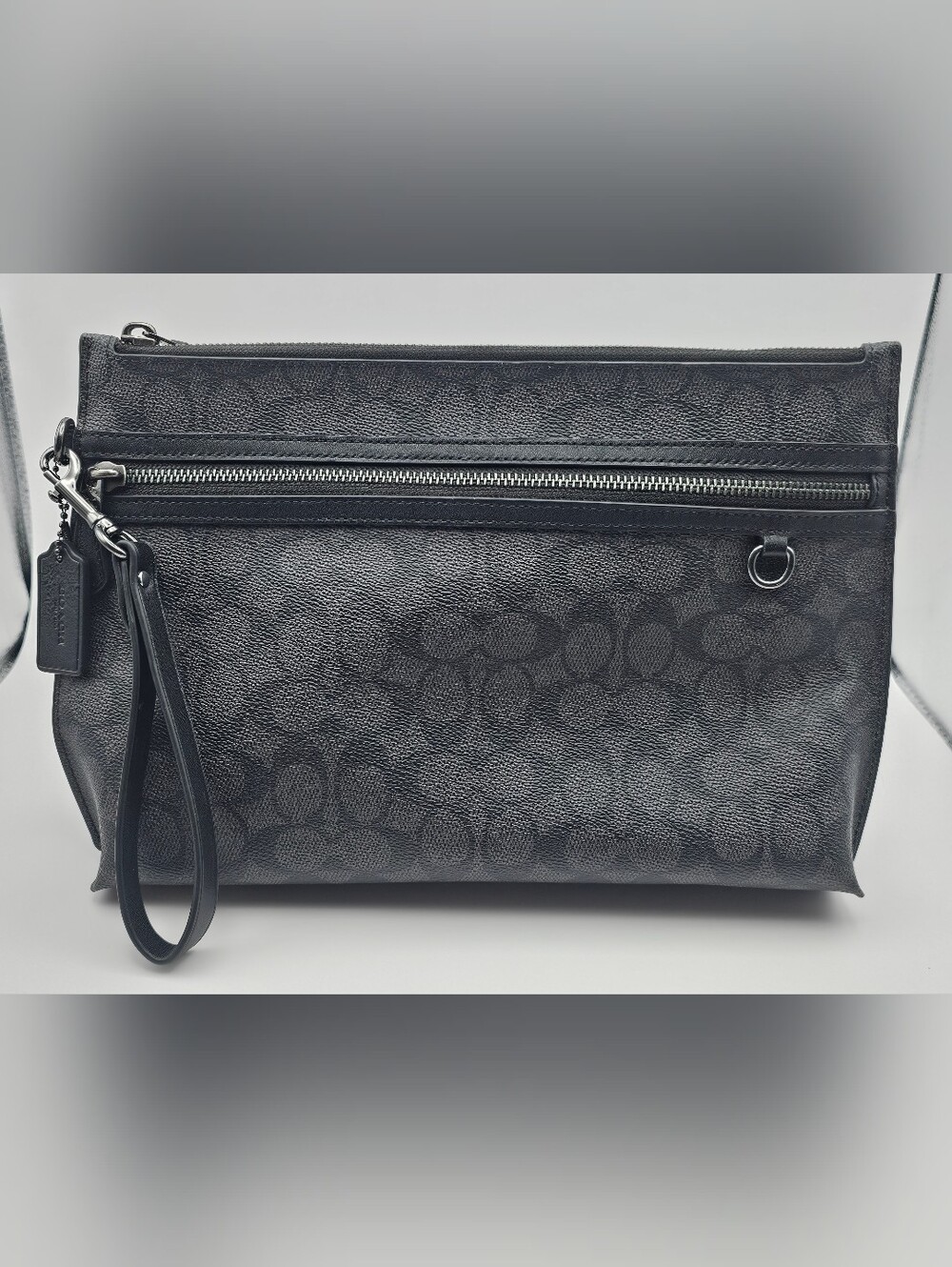 Coach Men's Black Signature Wristlet Toiletry Pouch